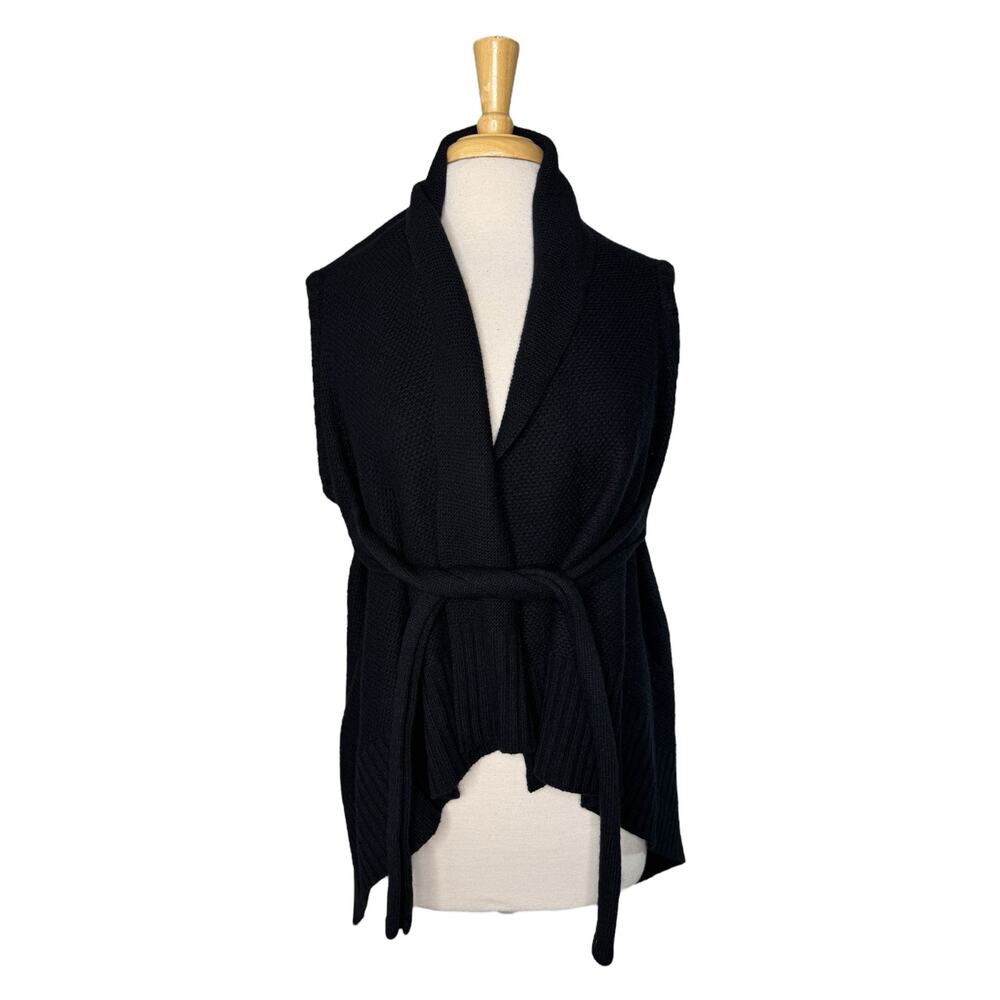 BRYN WALKER *NEW* Wool Kurum Vest in Black Size Medium Angora Cashmere Sweater